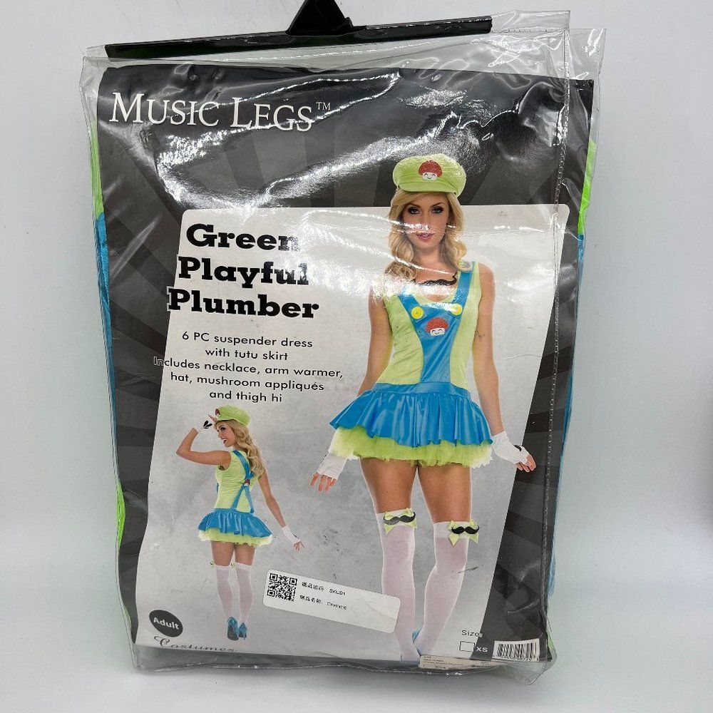 New Music Legs Green Playful Plumber Costume - Size S/M